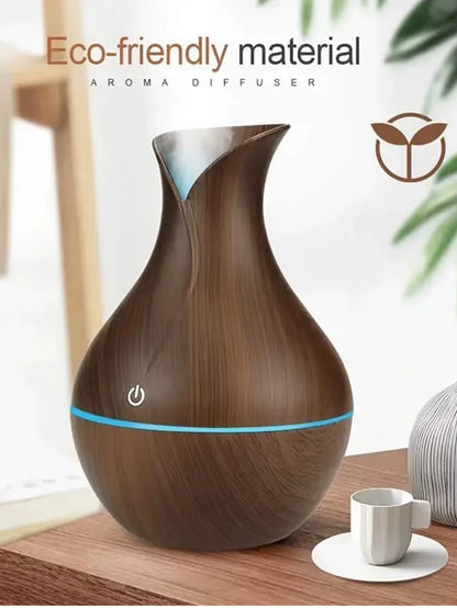 USB Electric Air Humidifier 130ML Mini Wood Grain Aroma Diffuser Essential Oil Aromatherapy Cool Mist Maker with LED for Home