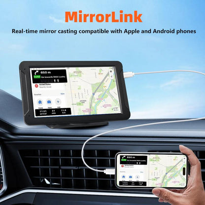 7 Inch Touch Screen Car Radio, Portable Car Stereo Wireless Apple Carplay Android Auto, Comes with Bluetooth 5.0/ Hands-Free/ Link/ Map Navigation/ Voice Control/ TF Card/ AUX/ Backup Camera, Suitable for Sedan, SUV, Truck