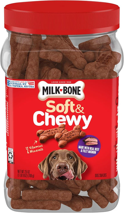 Soft & Chewy Dog Treats, Beef & Filet Mignon Recipe, 25 Ounce Made with Real Chuck Roast