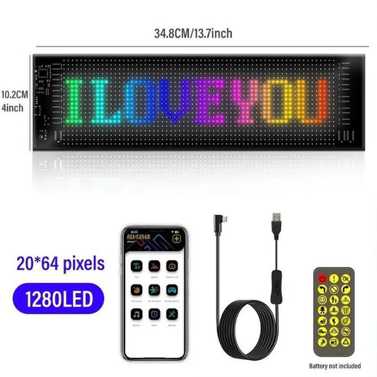 Super Bright Flexible LED Matrix Panel for Car，Led Pixel Soft Display, Programmable LED Screen Night Light, APP Control, DIY Text Pattern Animation for Car Window, Store, Game