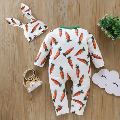 Infant Carrot Print Romper Jumpsuit