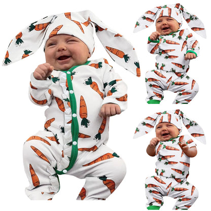 Infant Carrot Print Romper Jumpsuit