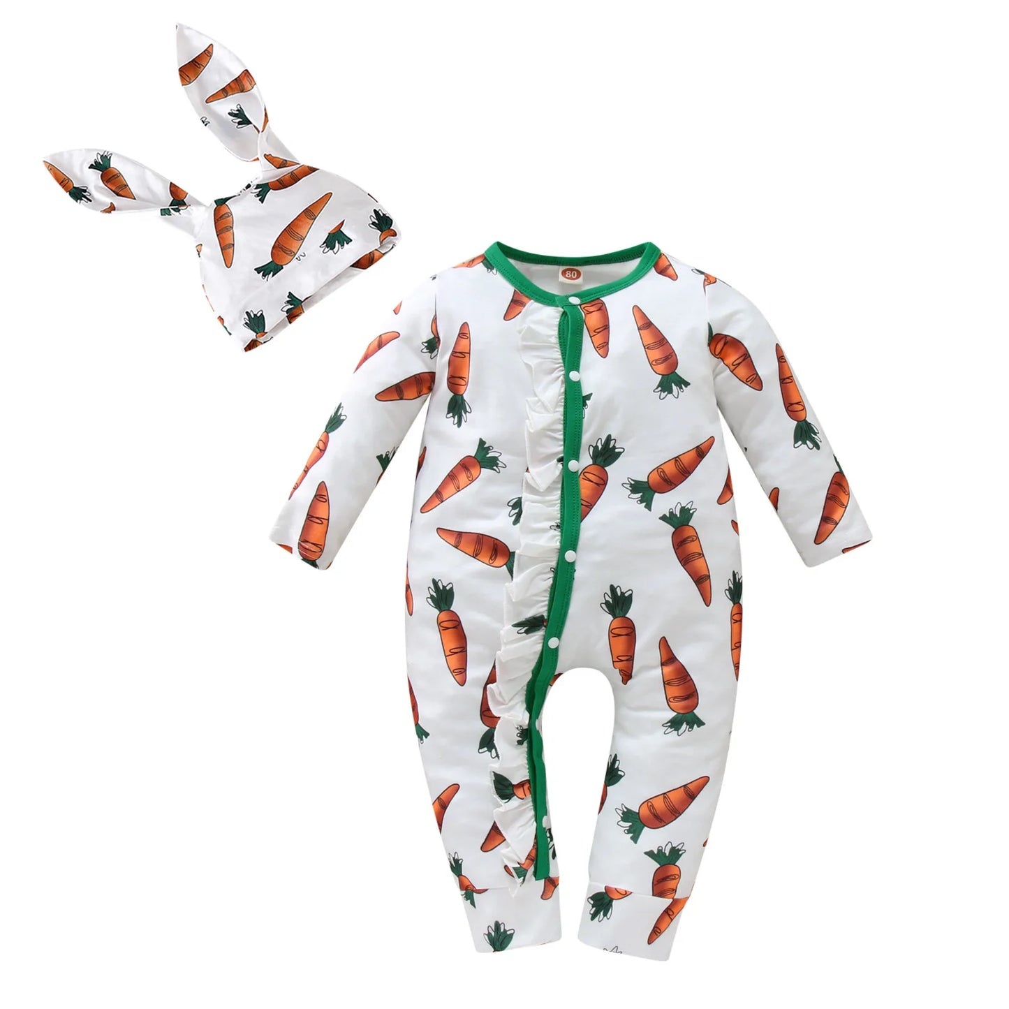 Infant Carrot Print Romper Jumpsuit