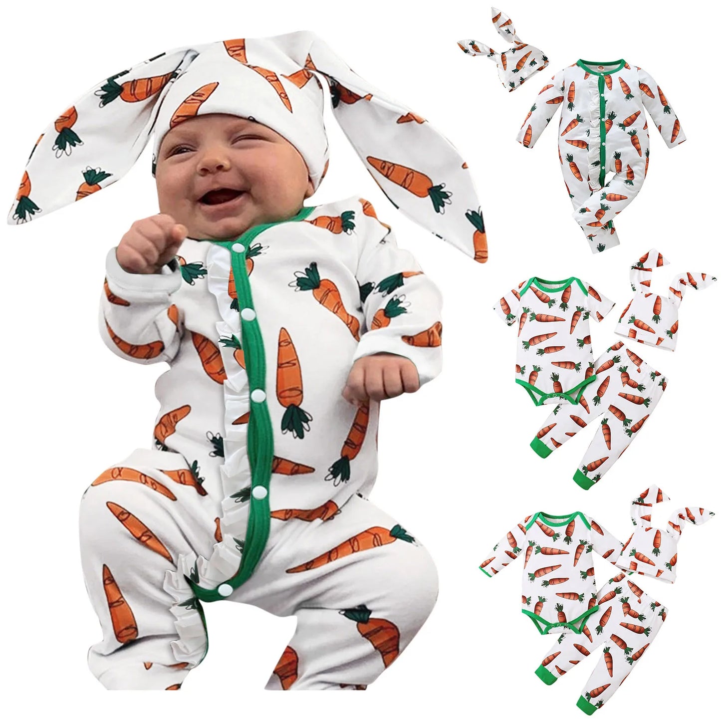 Infant Carrot Print Romper Jumpsuit