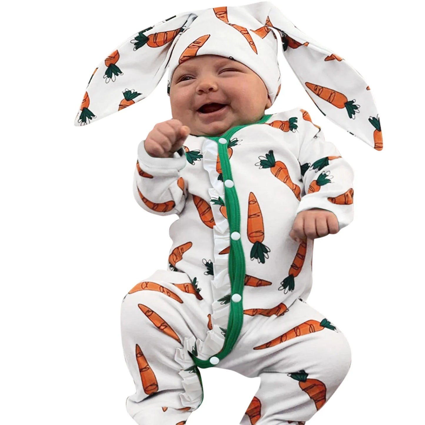 Infant Carrot Print Romper Jumpsuit