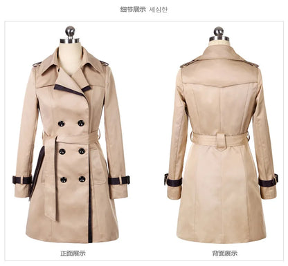 Trench Coat For Women 2022 Autumn Casual Double Breasted Female Long Trench Coats Plus Size Casaco Feminino Ladies Windbreaker