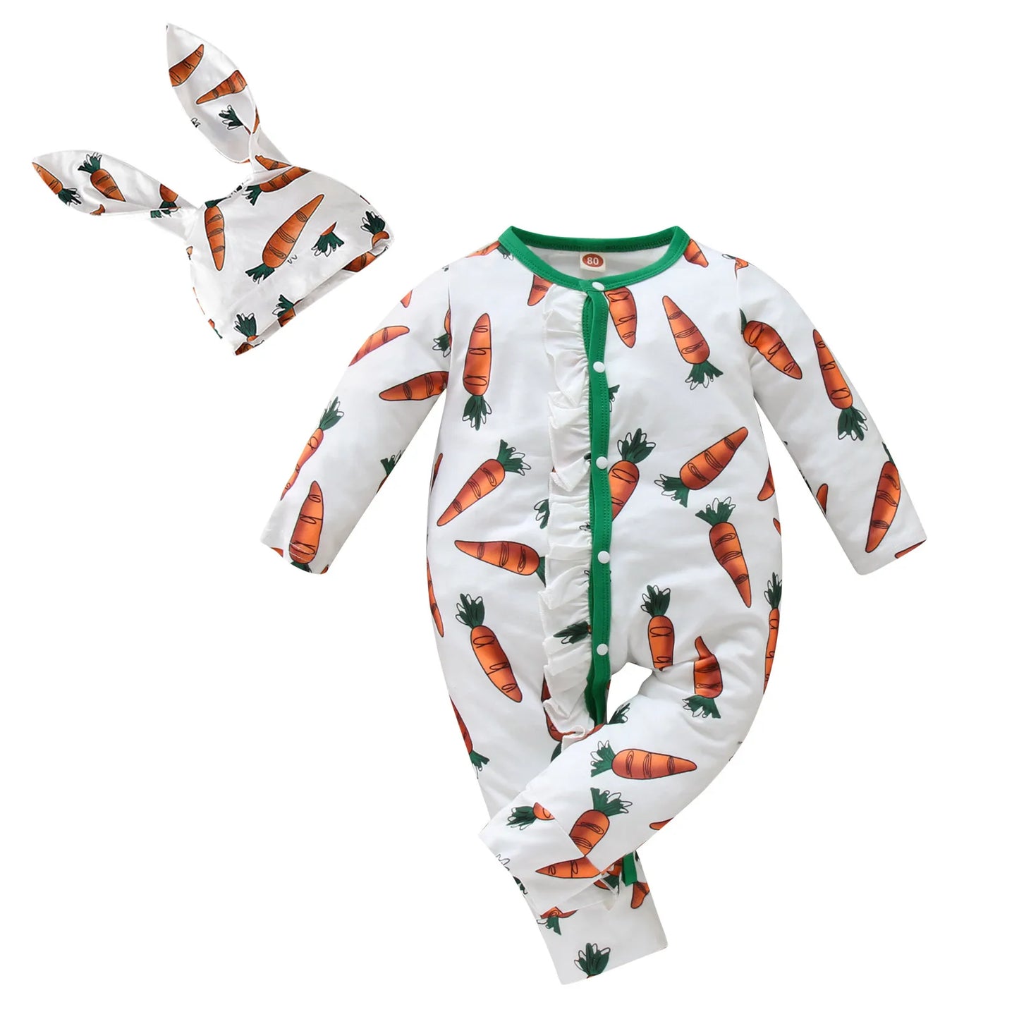 Infant Carrot Print Romper Jumpsuit