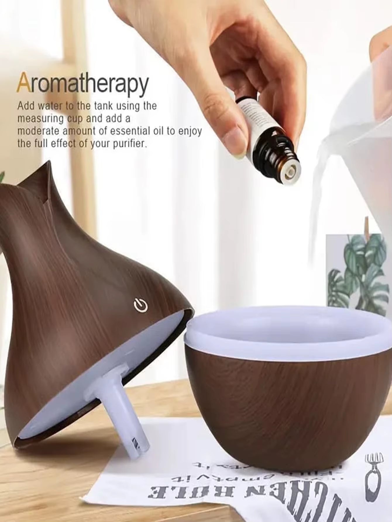 USB Electric Air Humidifier 130ML Mini Wood Grain Aroma Diffuser Essential Oil Aromatherapy Cool Mist Maker with LED for Home