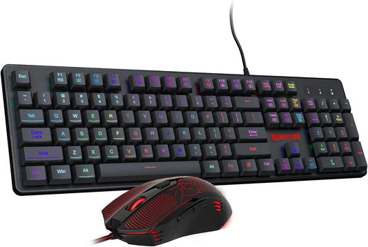 Gaming Keyboard and Mouse, RGB Gaming Keyboard and 3200 DPI Mouse Combo with 26-Key Anti-Ghosting, Plug & Play to PC, Laptop, Windows, S107¡¾Newest¡¿