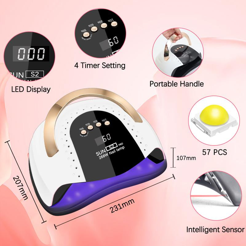 Lkenail UV LED Nail Lamp Autumn Gifts, SUN S2 Fast Nail Dryer, Nail Curing Light with 52 LED Beads, LCD Touch Screen Auto Sensor Nail Lamp Anil Art Tools, Machine for Home Studio Use Nail Manicure Nail Equipment