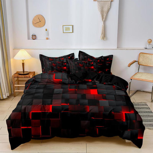 Geometric Pattern Bedding Set, 3 Counts/Set Including 1 Count Duvet Cover & 2 Counts Pillowcase(Without Pillow), Soft Comfortable Bedding Set for Bedroom Guest Room