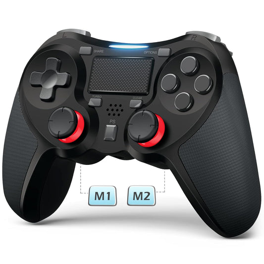 Wireless Controller Compatible with PS4/PS4 Pro/Ps4 Slim, Pro Controller with Built-In Speaker, Advanced Buttons Programming, Enhanced Dual Vibration/Turbo Auto Fire (Black)