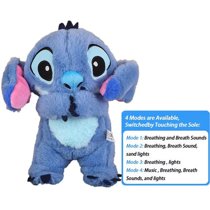 Stitch Plush Doll Breathing Light Child Soothes Toys Pink Angel Anime Cute Baby Music Light Sleep Toykid Christmas Birthday Gift