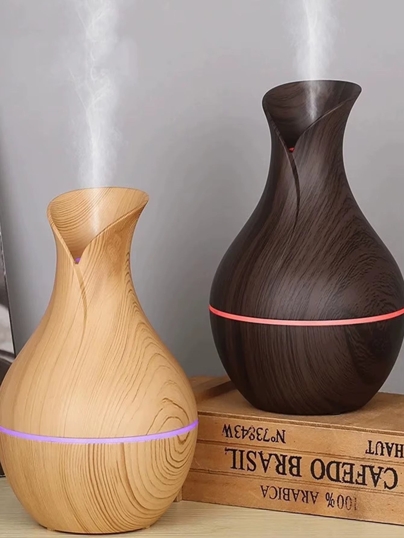 USB Electric Air Humidifier 130ML Mini Wood Grain Aroma Diffuser Essential Oil Aromatherapy Cool Mist Maker with LED for Home